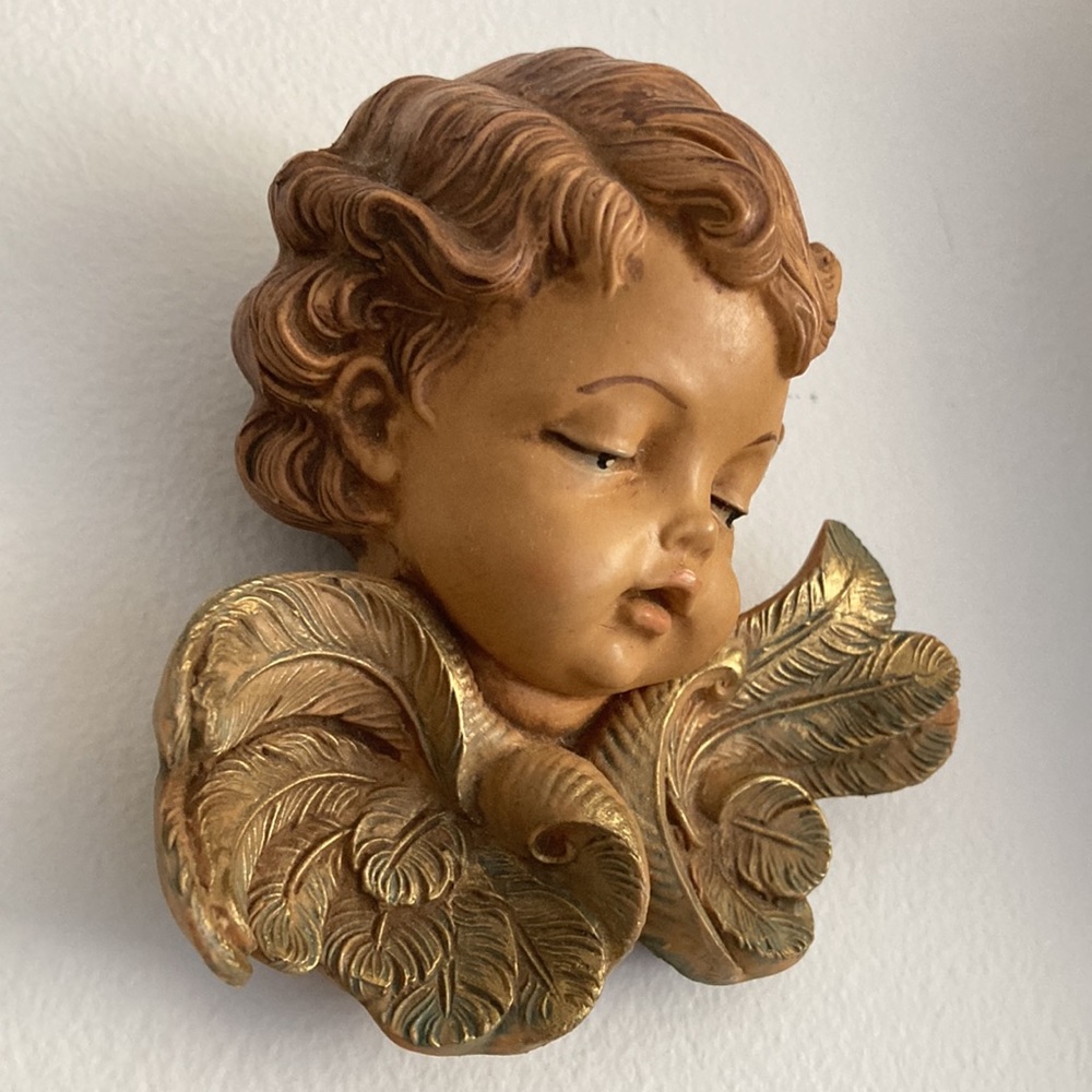 Vintage 1967 Depose antique Fontanini angel cherub putti baby head figurine